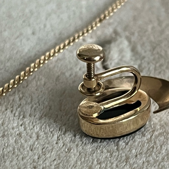 Vintage Van Dell 1/20 12K Gold Filled Black Opal Necklace and Earrings - Picture 4 of 15